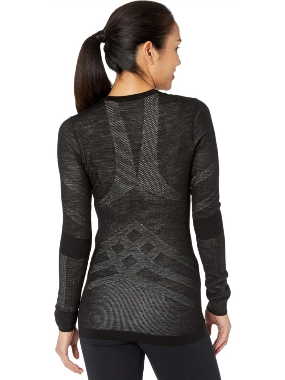 Smartwool Intraknit 200 Thermal Merino Base Layer Crew Black-White Large Women's - Picture 6 of 17